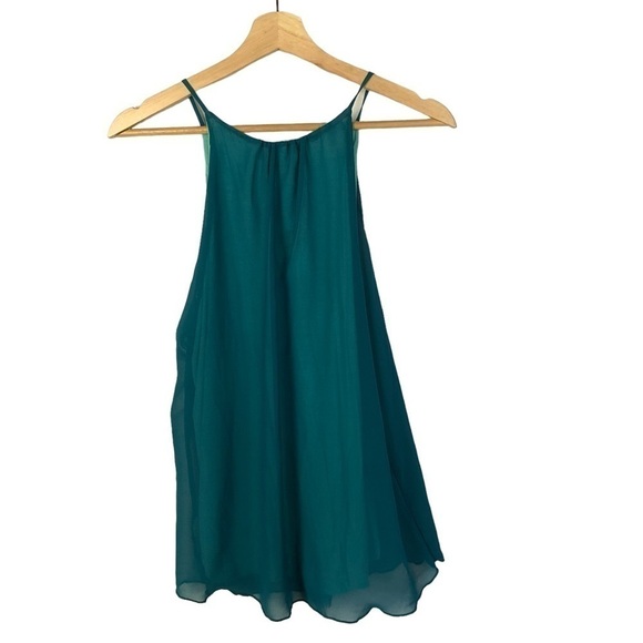 Matty M Blue Chiffon Layered Scoop Neck Tank Top XS - Picture 2 of 3